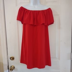 Forever 21 Red Ruffle Shoulder off Mini Dress. Size M